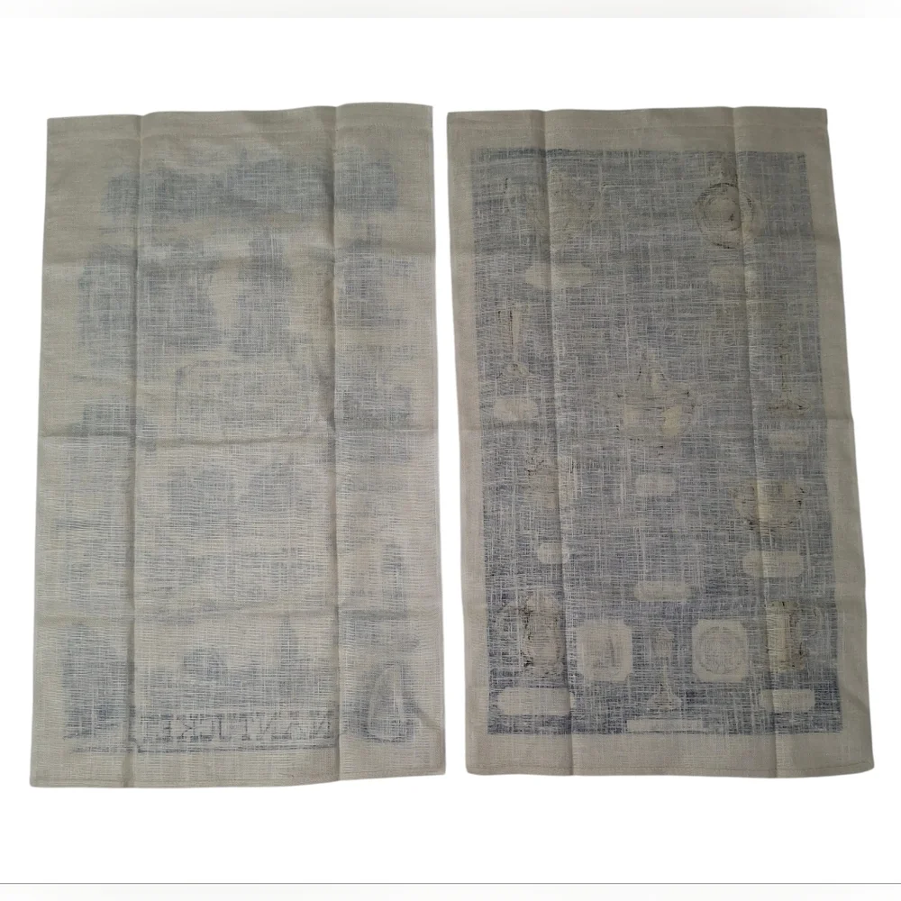 Set Of 2 New VTG New England Kay Dee Company Linen Tea Towels Woodbury Pewterers